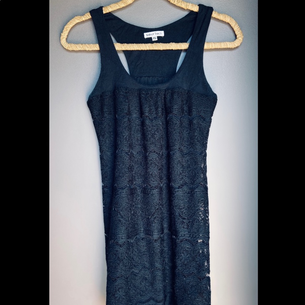 Black lace racer back dress/ cover up
